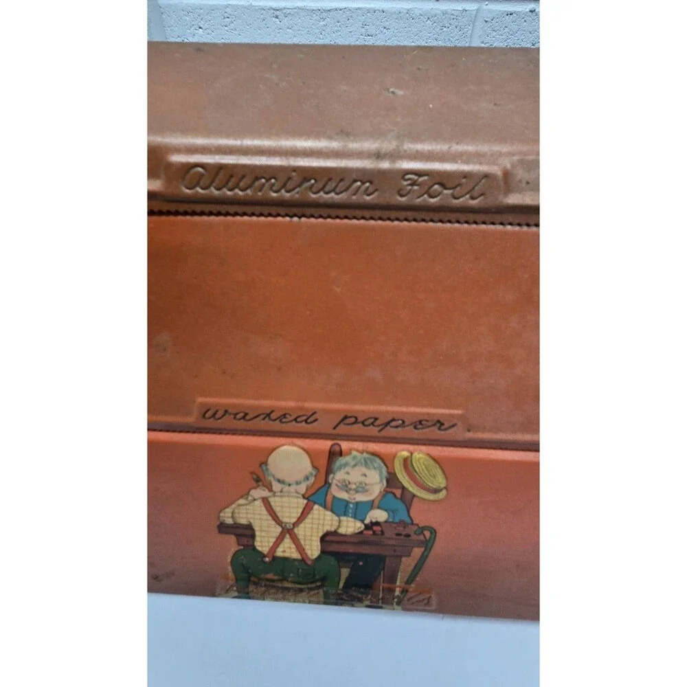 Vintage Red Metal Dispenser Paper Towel Wax Aluminum Foil Holder Wall Hanging